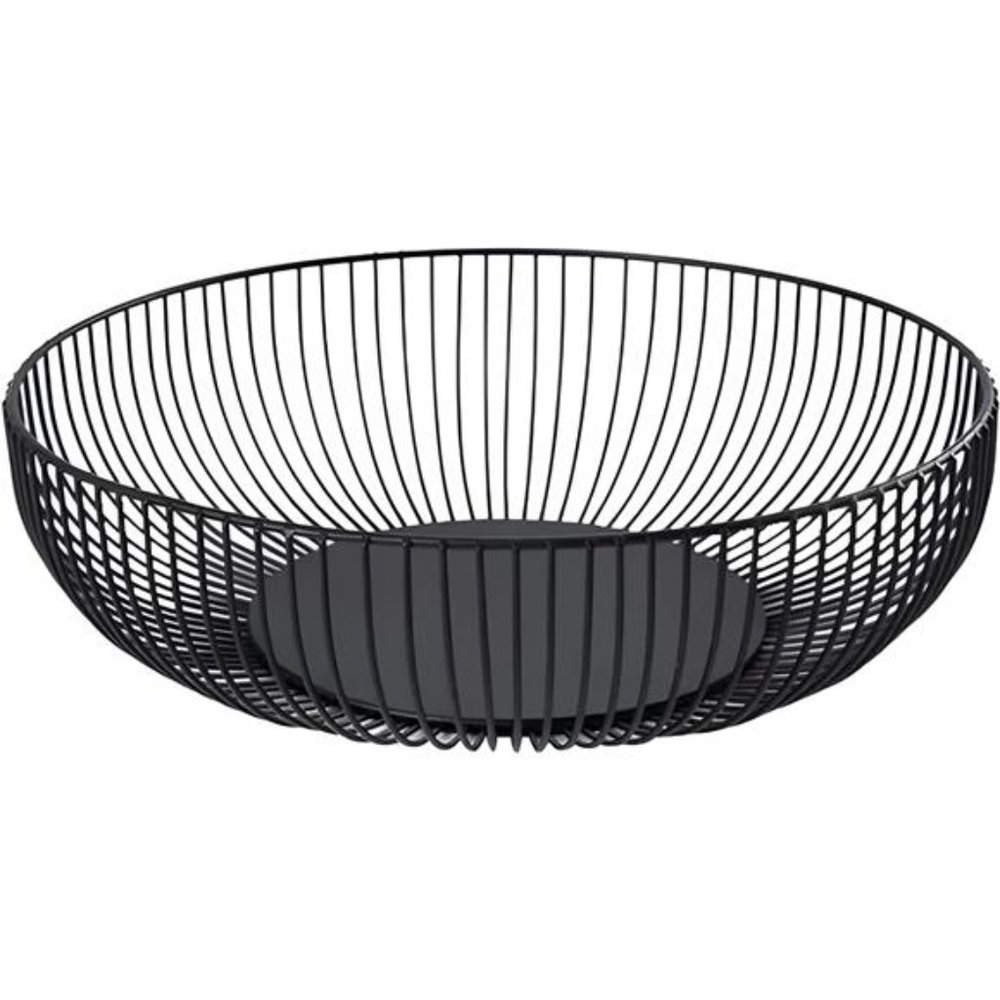 Metal Wire Countertop Fruit Bowl Basket Holder for Kitchen |Black Modern Storage